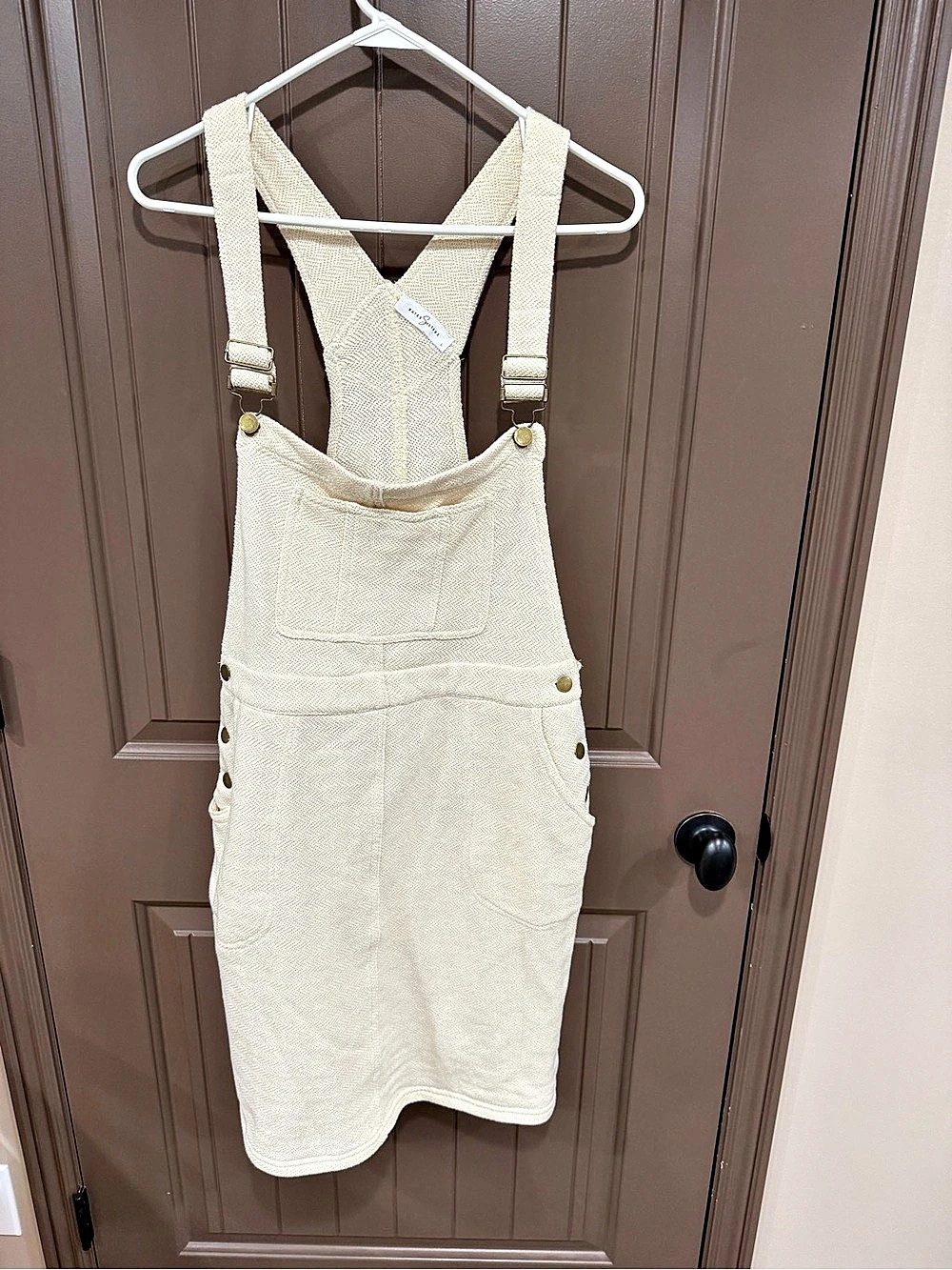 Bates Sisters Overall Romper in Cream Size Large Like New